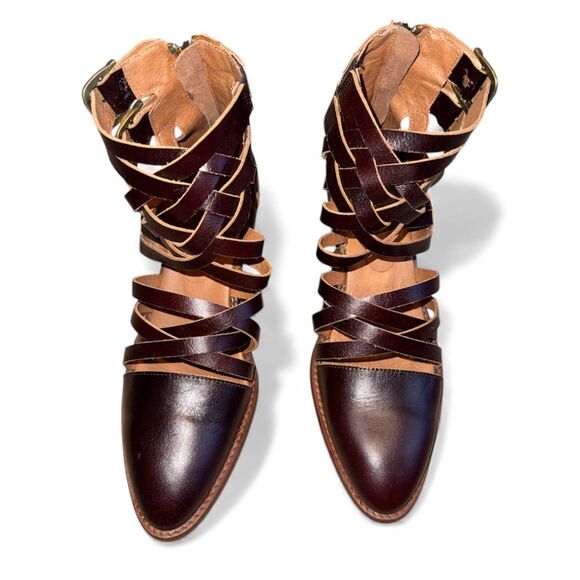 Veracruz by Sundance Leather Strappy Heeled Boots NWOB Sz 37 - Picture 3 of 8